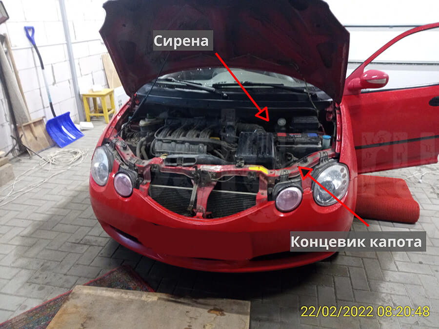 Chery S11 – установка сирены и концевика капота