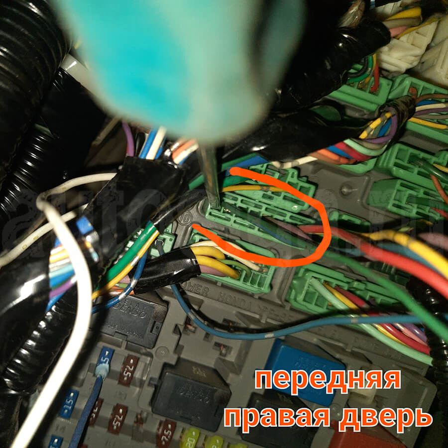 Хонда Эдикс 2006 - концевик передней правой двери Honda Edix 2006 - подключение к передней правой двери