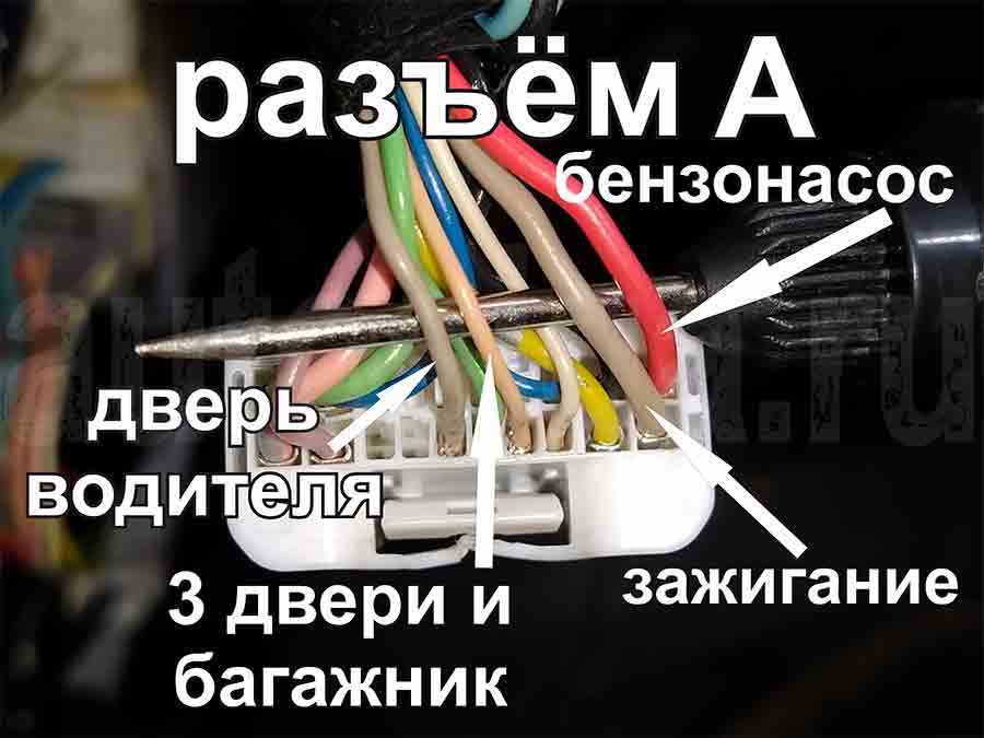 Подключение дверей, бензонасоса и багажника в разъёме A блока предохранителей Daihatsu Mira e:S Daihatsu Mira e:S 2013–2017: двери, багажник и бензонасос в разъёме A блока предохранителей