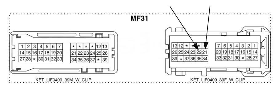 Киа Соул 2012: разъём mf31 Kia Soul 2012: разъём mf31